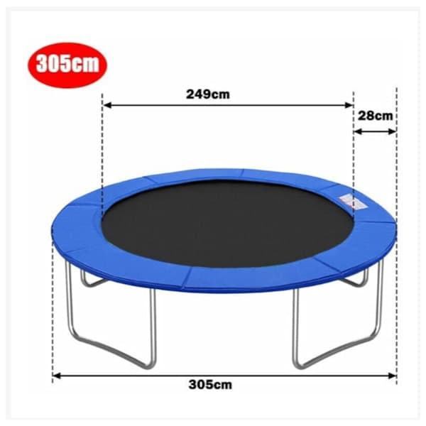Trampolinkantbeskyttelse, fjederbeskyttelse til trampolin, 305 cm diameter, blå
