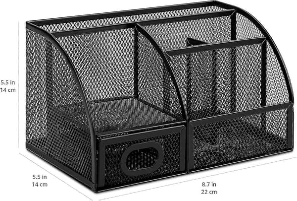 Penholder og organizer i net, sort, 9,1\" x 5,9\" x 5,5\"