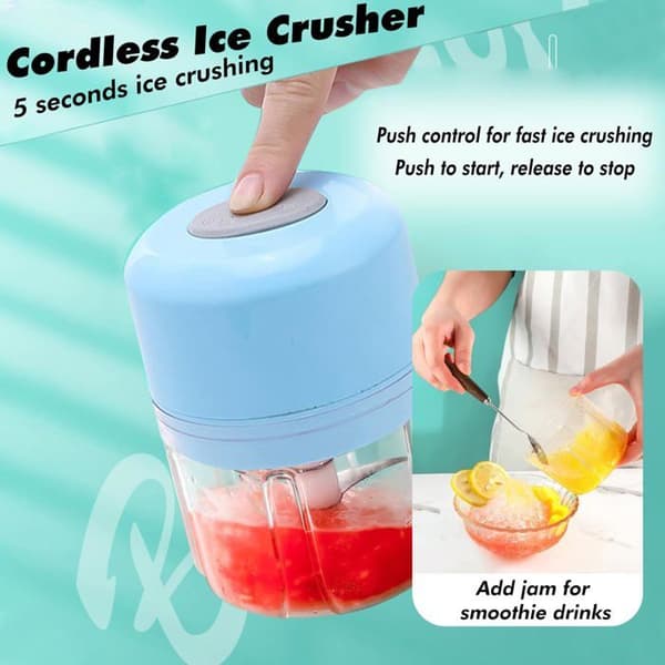 Bærbar manuel isknuser, iskværn til smoothies og drinks, mini isknuser til hjemmekøkken 250 ml (hvid)