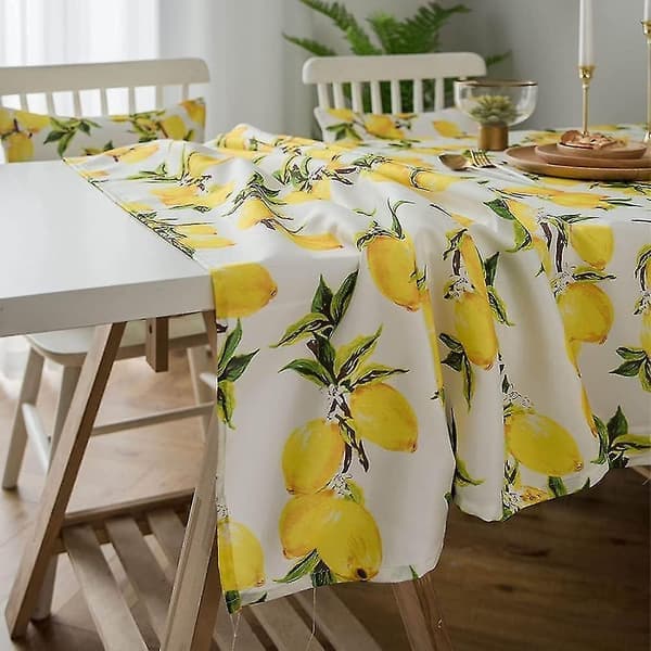 Sølebestandig sitronduk i polyester for vår- og sommerbruk, 52 x 70 tommer rektangulær