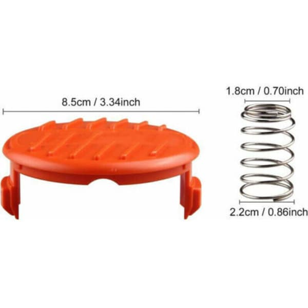 Sett med 4 spolehetter + 4 erstatningsfjærer kompatible med BLACK+DECKER RC-100-P gresstrimmere