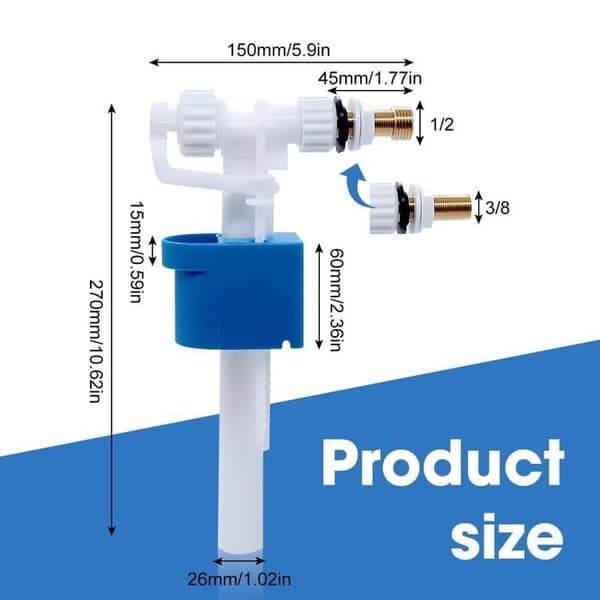 Universal G3/8 G1/2 Justerbar Toilet Skylleventil