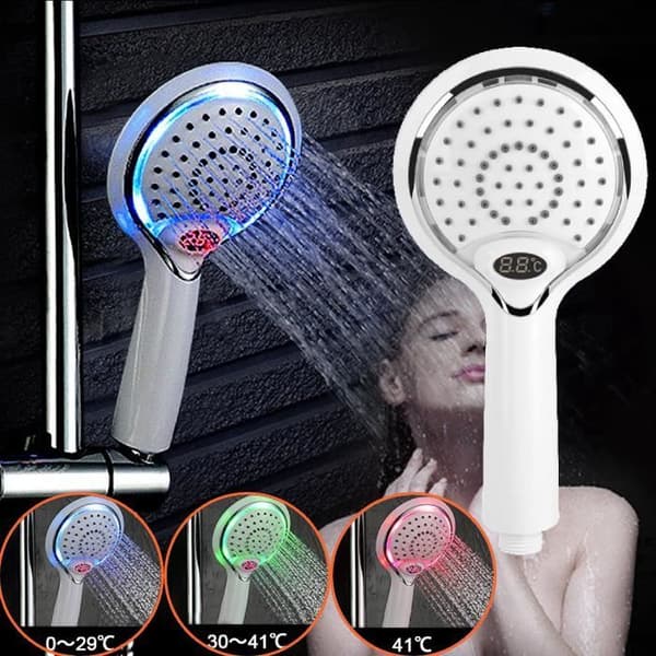 Brusehoved - LED - Temperaturdisplay - Farver Blå, Grøn, Rød - Vandbesparende