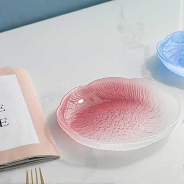 Frukttallrik Glas Kristall Desserttallrik Serveringstallrik Multifunktionell Bricka Gradient Blomma Middagstallrik Snacks Godistallrik