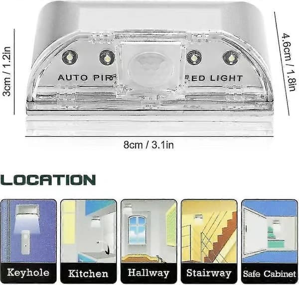 2-pak nøglehulslampe, 4 LED-lys