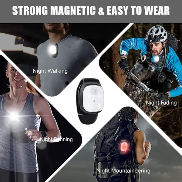 4-pakning LED-klipslys, reflekterende USB oppladbart klipslys, 4 lysmoduser, minihodelampe for utendørs løping, jogging, fiske