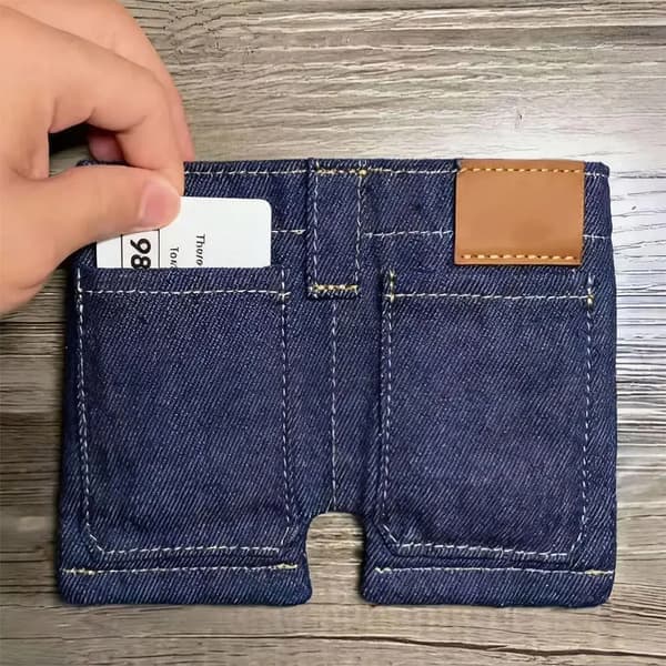 Fickbyxor Mini Jeans Plånbok, Vikbar Jeansformad Växelväska Korthållare Plånböcker, Bärbara Retro Byxplånböcker