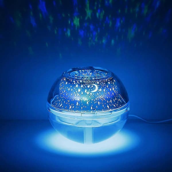 USB Farverig LED Projektorlampe Luftfugter Krystal Projektionslampe Natlys