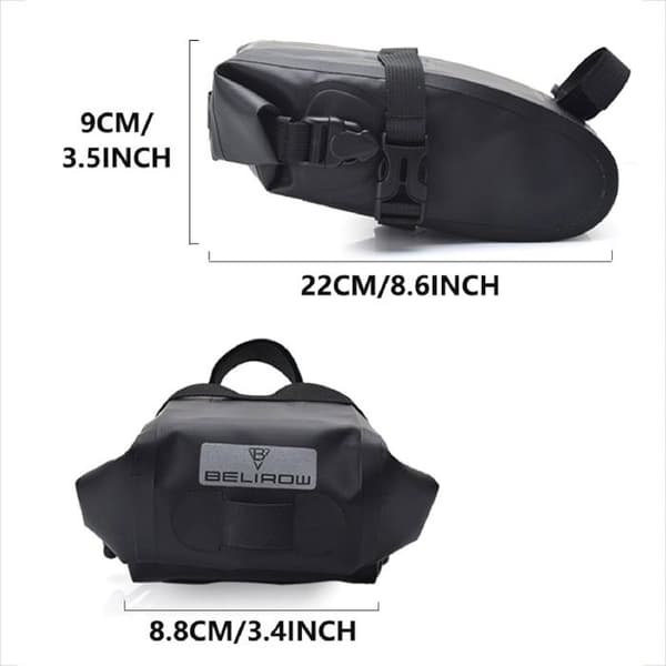 Cykel sadeltaske - Chronus - Vandtæt 2,5 L - 600D Nylon - Sort