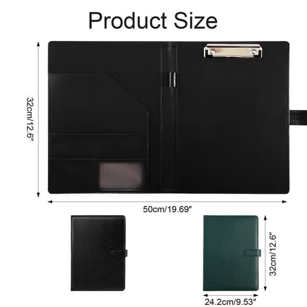 A4 Magnetisk PU Clipboard, Sort - 1, Sort, A4, Professionel Konference Pen- og Dokumentholder, Dokumentholder
