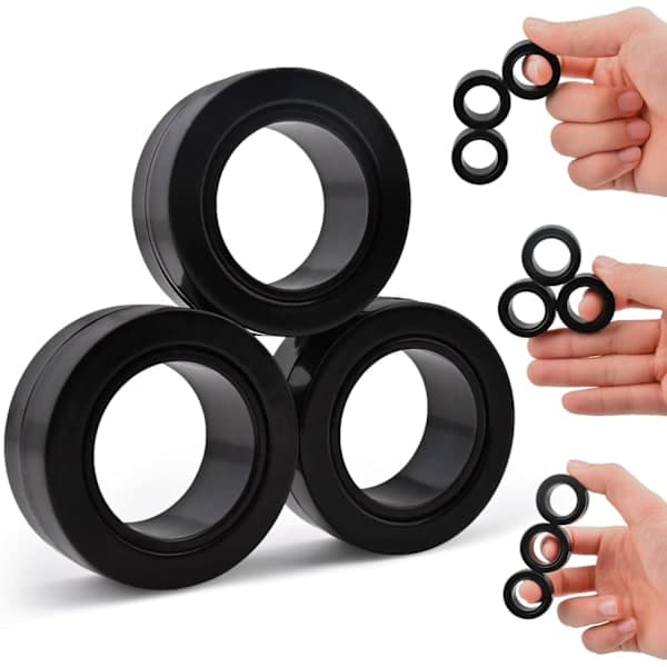 Magnetiske Ring Fidget Legetøj – 3-delt sæt til ADHD Angst, Finger Spinner til Børn og Voksne 8+ år