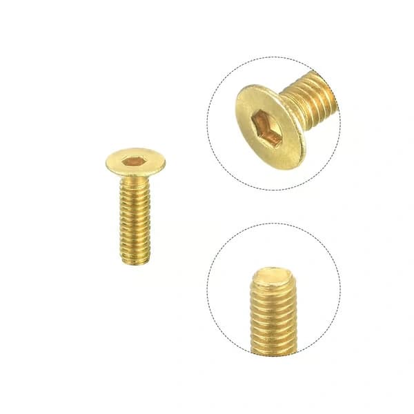 Fladhovedede unbrakoskruer, M3-0,5 x 10 mm messing unbrakobolte 6 stk.