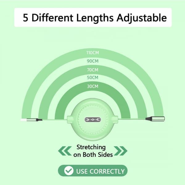 Uttrekkbar Ladekabel, 3 i 1 Multi USB Hurtiglader Co