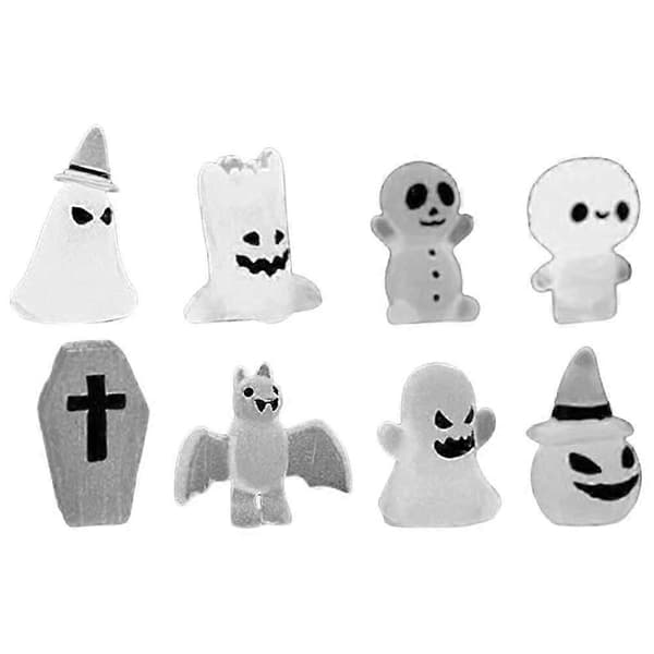 2026 8 stk. selvlysende dekoration Halloween-tema skrivebordspynt harpikshåndværk lysende Halloween-pynt