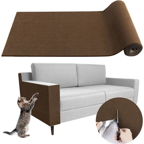Selvklebende klorematte for katter 100x60x0.4cm Klorematte Sofabeskytter Katte-antiklor (brun)
