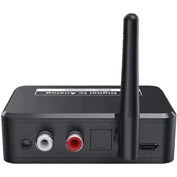 Bluetooth lydadapter - BT 5.3 - SPDIF/3.5mm AUX//RCA/USB - Bluetooth lydmottaker - B35T - Svart