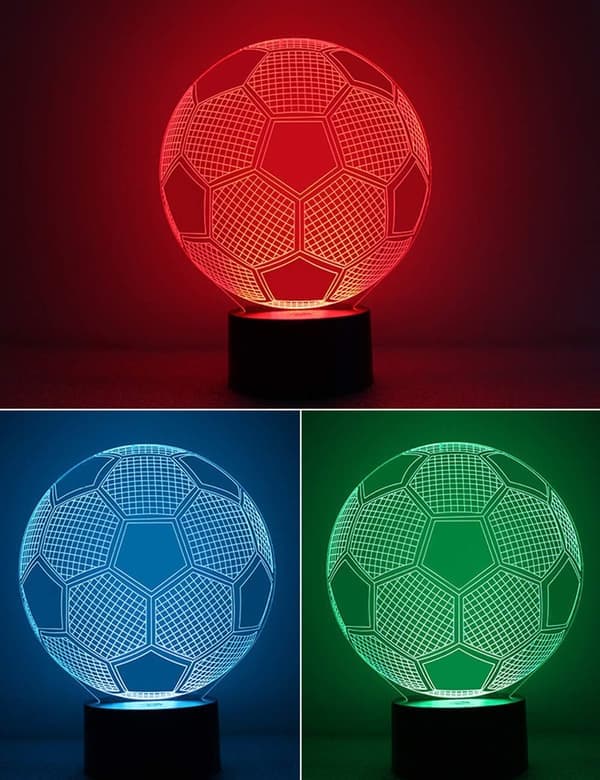 Cara 3D Illusion Fodboldlamper Lampe Fodbold Natlys til