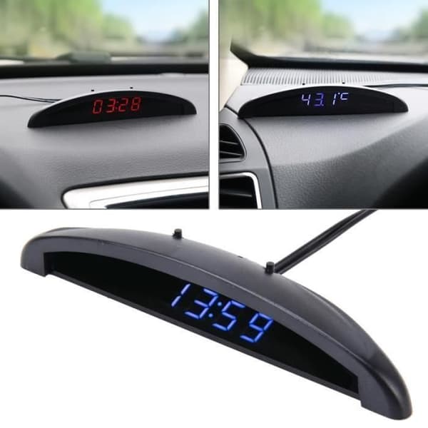 Bilur, 2-i-1 biltermometer, LED digitalt display, blåt skriftur