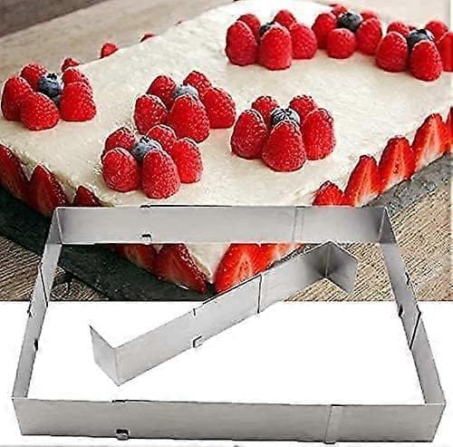 Justerbar firkantet bageform - 2 kageringe i rustfrit stål, moussering til dessert og pizza (18 cm+)
