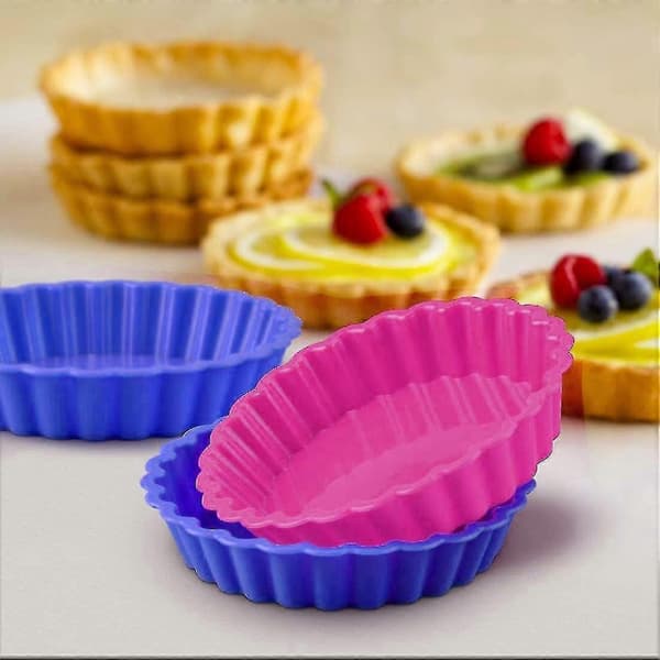 Silikon kakeformer runde gjenbrukbare terteformer non-stick mini paiformer bakeutstyr