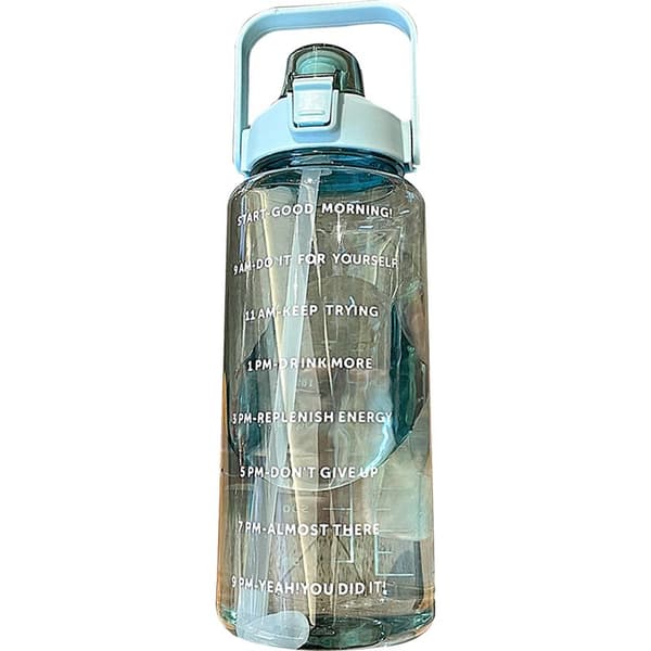 Urheiluvesipullo pillillä, 2000 ml, suuri tilavuus, ponnahdusmerkit, pilli, PC/PP/silikoni
