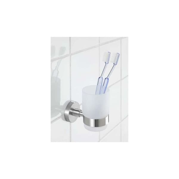 QORVA Tandbørsteholder – Mat rustfrit stål 7x9cm, designer vægmontering uden boring