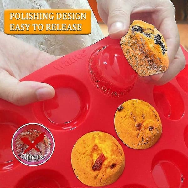 Nonstick Silikone Mini Muffin- og Cupcakebageform - 24 kopper, BPA-fri, 100 % silikone