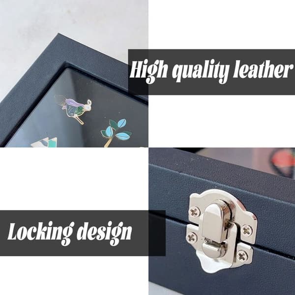 Sort fløjl glas ring display boks - opbevaringsbakke - display stand