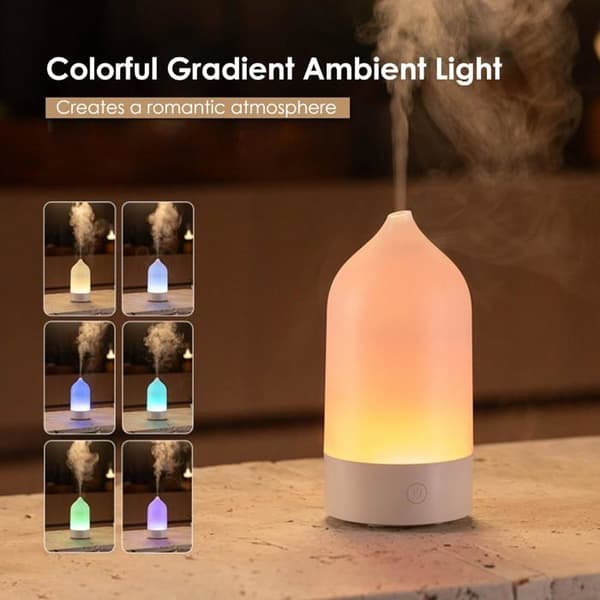 Duftoliediffuser med automatisk slukfunktion, 120 ml, 7-farvet LED-belysning, ultralydskombination