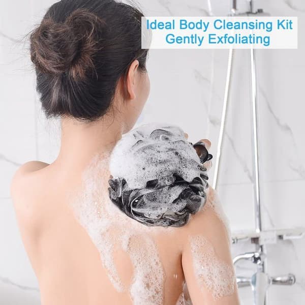 Luffasvamp 60g/styck, exfolierande badsvamp, kroppsborste - Förpackning med 4 svarta luffasvampar