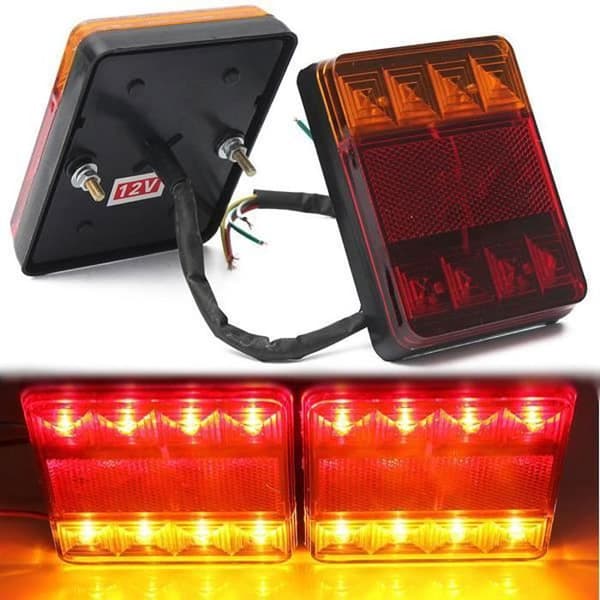 2 x 12V 8LED Baklys/blinklys for bil, tilhenger og lastebil
