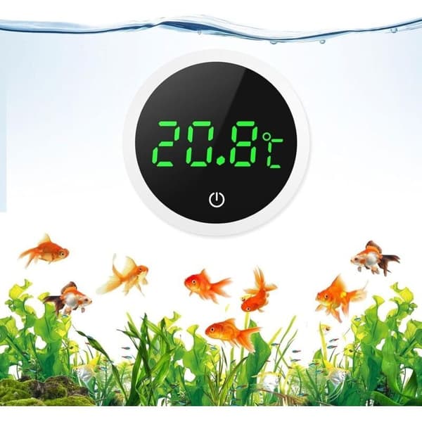 Akvarietermometer, hög precision 0,1℃ digital LCD-akvarietermometer med touchknappar, utbytbart batteri