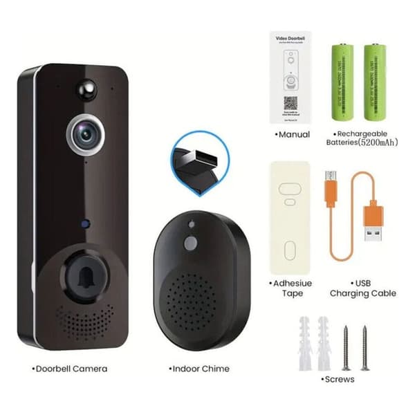 Smart WiFi-videodörrklocka - Dörrkamera med intercom - Smartphone-aviseringar - Förbättrad säkerhet för hemmets entré
