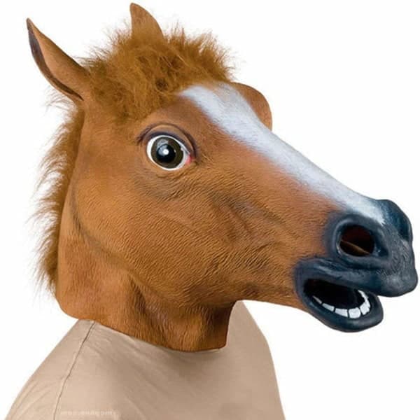 IC Hestemaske Halloween Kostymefest Dyrehode Latexmaske Brun