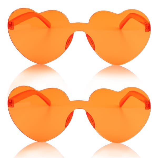 Søde hjerteformede solbriller, 2 par sjove festbriller til kvinder, gaver, tilbehør, orange orange Orange