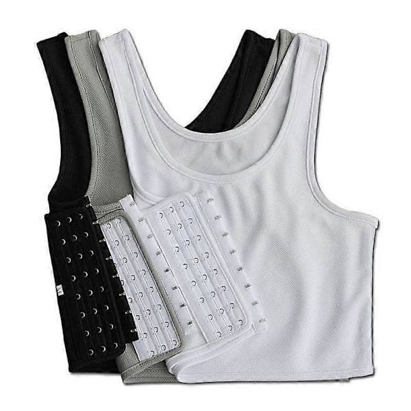 Gratis andningsbart spänne kort bröstbindare Trans Västtoppar Plus Size S-5_Billiga presenter svart XL