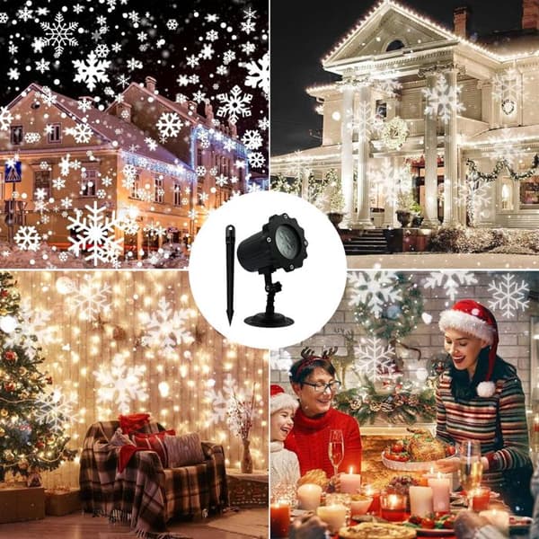 Utendørs julelysprojeksjoner, snøfnugglysprojeksjoner, festlige dekorasjoner. 360° justerbar