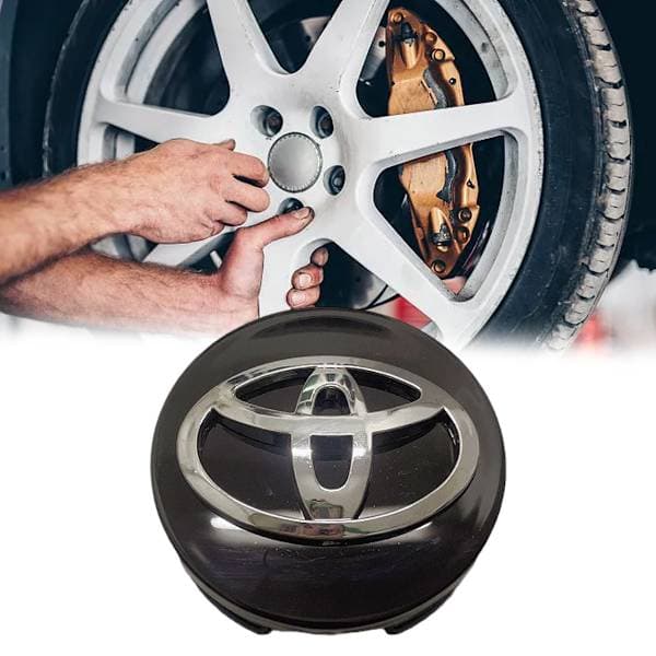 4 stk. til Toyota hjulkapsler - sort og sølv logo (62mm)