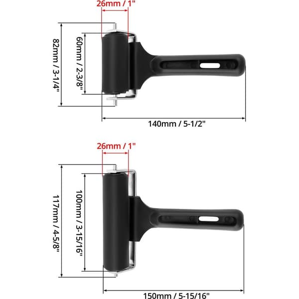 Blækrulle, gummirulle til tryk, tapet, linoleumstrykfarve, 6 cm + 10 cm