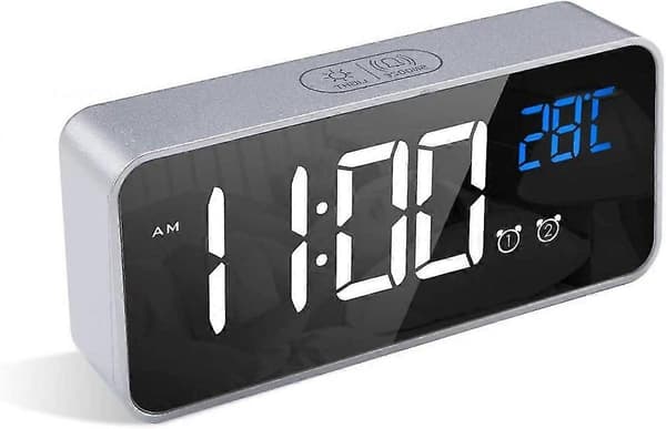 SSRGV Digital Väckarklocka, Led Digital Väckarklocka Röststyrningsfunktion 13 Alarm