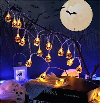 Halloween lyskæde, 3 meter 20 LED Halloween dekoration indendørs, hat græskar lyskæde