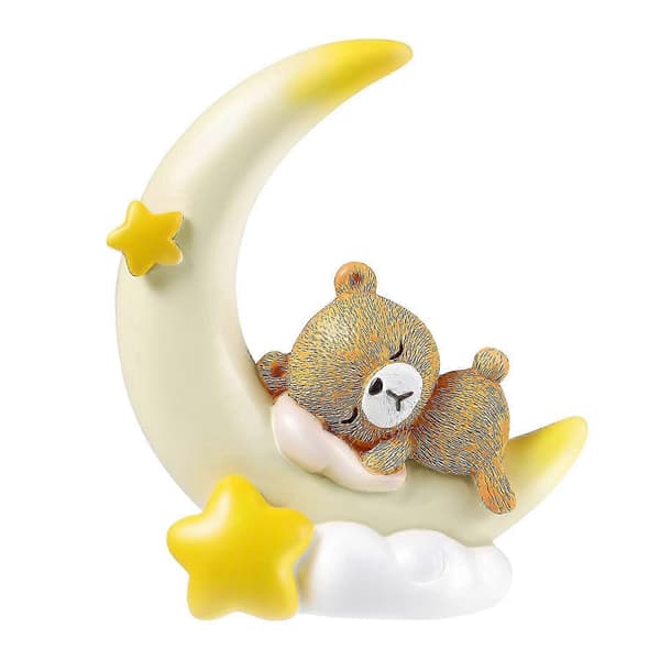 Bjørn og Måne Figur Statue Baby Månekake Topper Bursdagskake