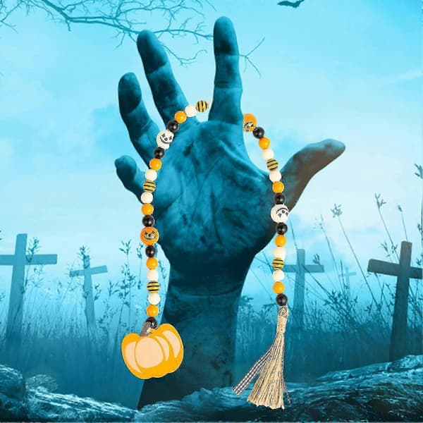3 stk perlekrans rustikk utsøkt dekorativ Halloween gresskarperlekrans for dekorasjon av etasjefat