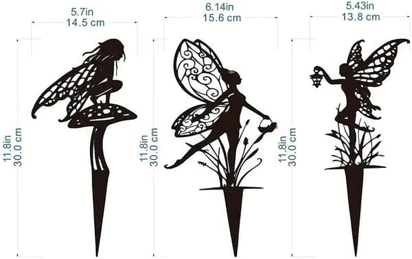 Trädgårdsdekoration Fé Metall Blomma Fé Tredelat Set 3PC