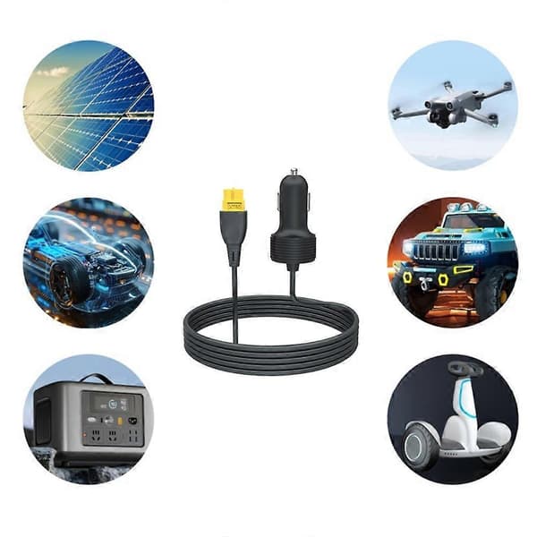 3 meter rund tætningsring XT60 bil strømkabel droneudstyr lighter biloplader ladekabel 12V