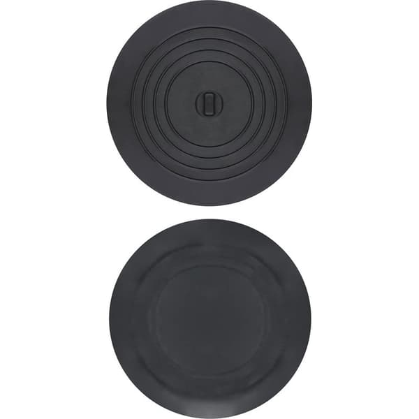 Set med 2 silikonavloppsproppar, diskbänksproppar, badkarsproppar, 15 cm, för diskbänk, badkar, svart