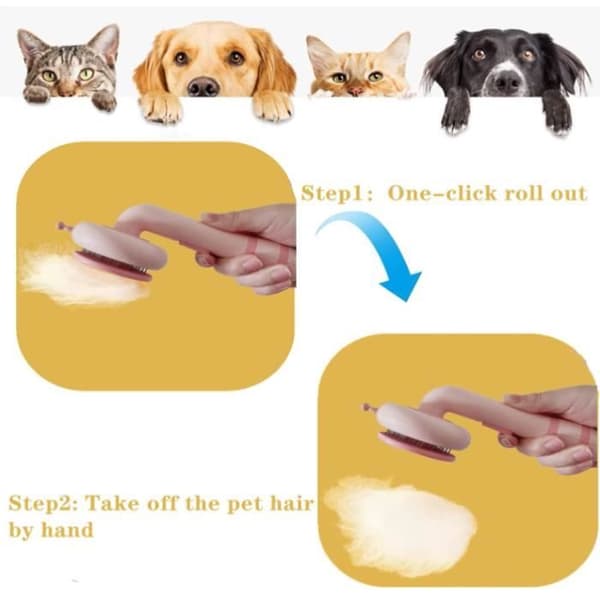Selvrensende børste til hunde og katte, velegnet til kort og langt hår (pink)