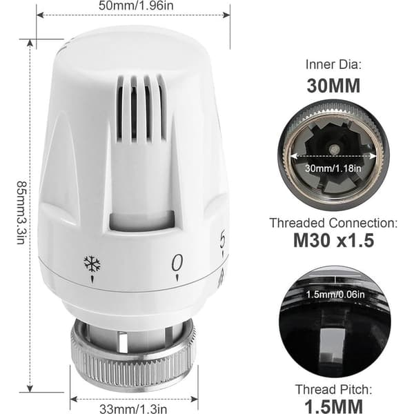 Termostatisk radiatortermostathode: Mitening 8 stk. termostathode radiatortermostat radiatorventil radiatortermostathode