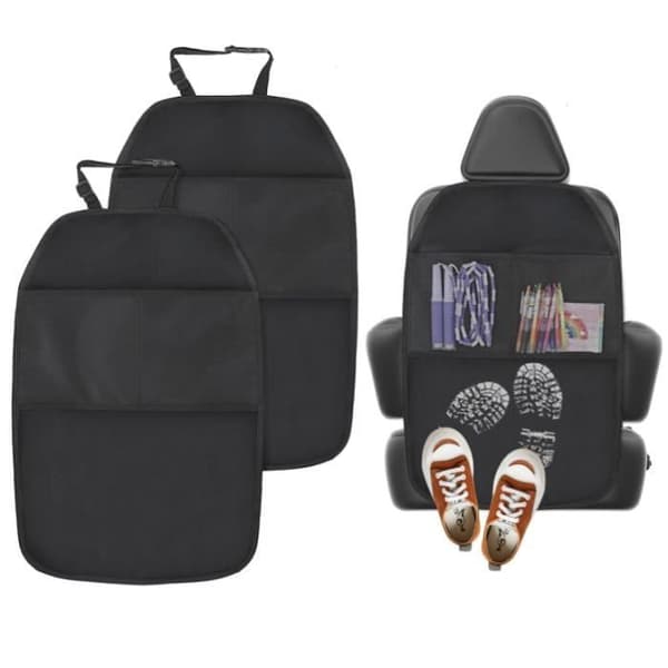 Bilstolsryggskydd - Bilorganisatör för barn - Vattentät - 2 delar - Svart - Polyester/PVC