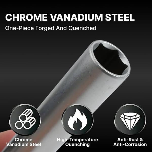 Lang sekskantet gløderørstop 14 mm firkantet drev 120 mm lang, 14 mm bilgløderørstop (14 mm)